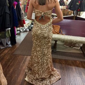 Goldish/tannish prom dress